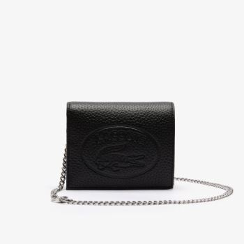 Lacoste Croco Crew Grained Leather Phone Wallet Dámské - Peněženka Černé | CZ-JCLYXP